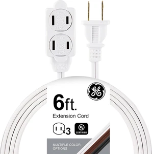 GE 3-Outlet Extension Cord with Multiple Outlets 6 Ft Power Strip 2 Prong 16 Gau - Picture 1 of 12