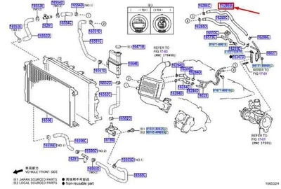 TOYOTA C-HR MK1 Manguera de agua del intercooler 1628647010 NUEVO ORIGINAL Foto 1 de 2