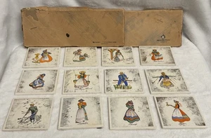 Vintage Danmarks-Serien handbemalte dänische Volkskunst Fliesen 2 Schachteln 12er Set - Bild 1 von 8