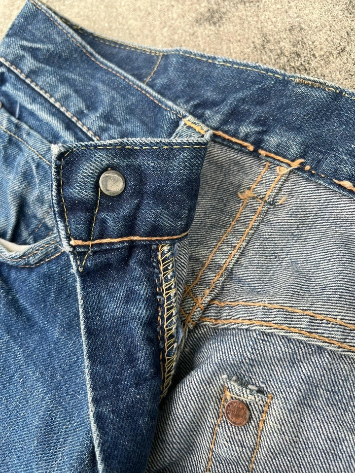 Vintage 50’s Levi’s 554ZXX Jeans Big E versteckte Nieten Selvedge Gr. 29x28 K Knopf - Bild 1 von 4