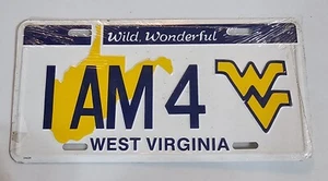 I AM 4 WV" LICENSE PLATE - ALUMINUM - COLLECTIBLE - WEST VIRGINIA - Picture 1 of 2