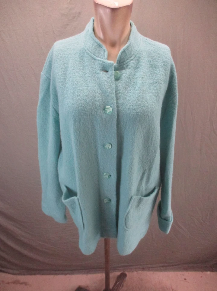 Norm Thompson Size L Womens 100% Wool Pocket Long Sleeve Button Up Cardigan 376 - Image 1 of 4