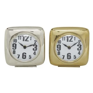 Aluminum Metal Decorative Clock Mantel Clock set of 2 Tabletop Clock 6" x 3" ... - Picture 1 of 7