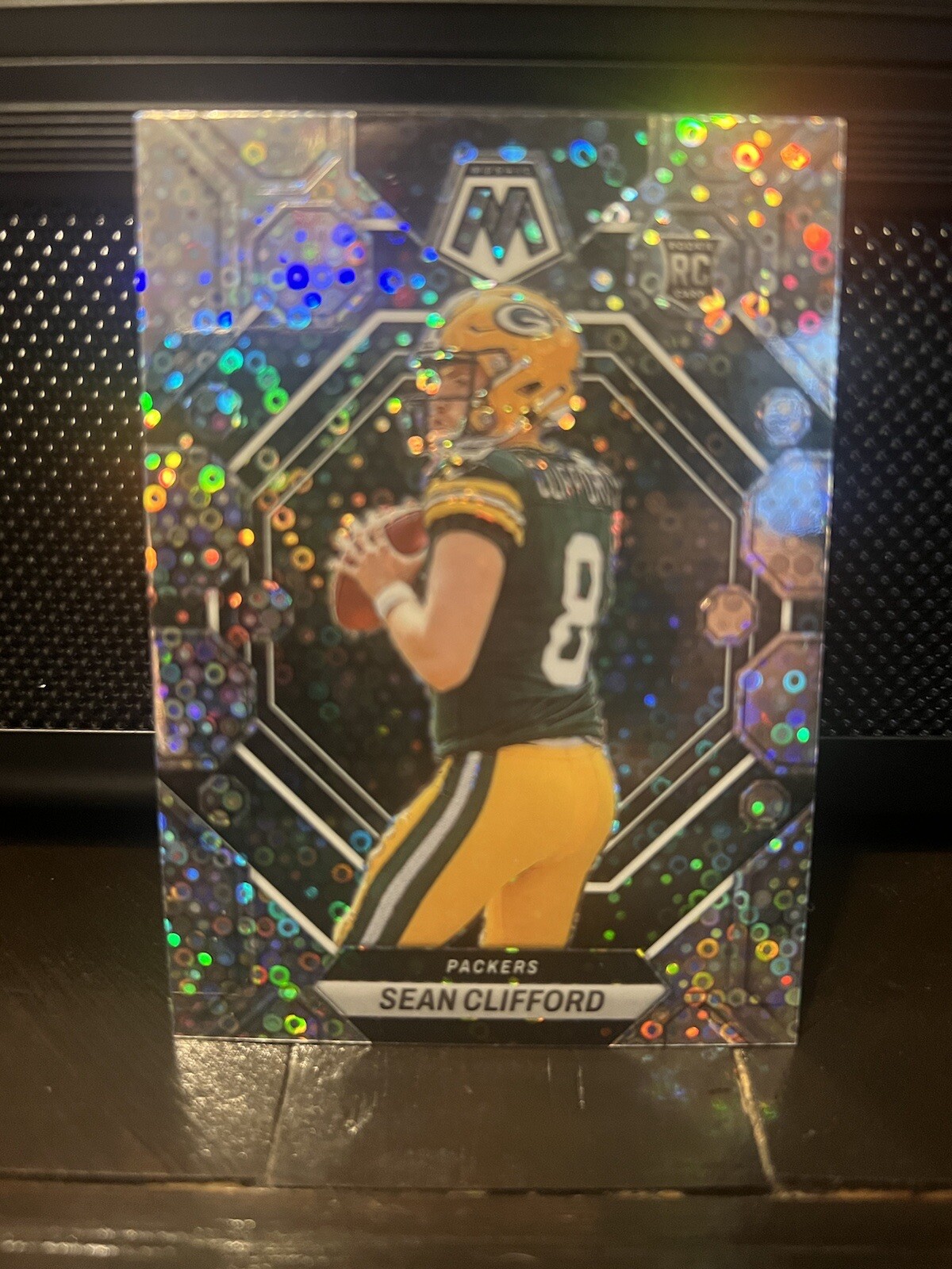 2023 Panini Mosaic #361 Sean Clifford Rookie Silver No Huddle Mosaic Packers