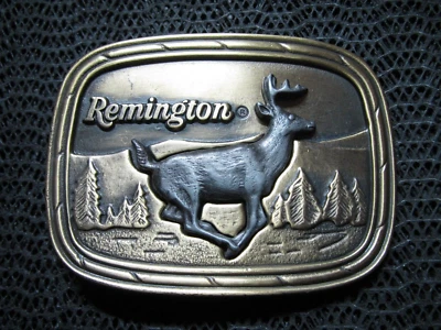 ¡Hebilla de cinturón de ciervo cola blanca Remington! ¡VINTAGE! RARO! CAMPANA LATERAL! 1979! ¡CAZA! Foto 1 de 4