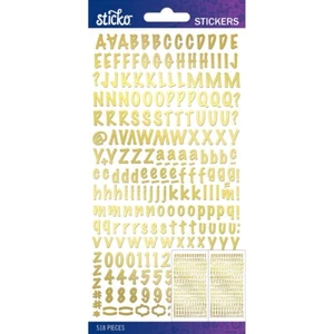 STICKO ALPHABET STICKERS - GOLD FOIL MARKER - Approx 10 mm - 2 SHEETS - Bild 1 von 1