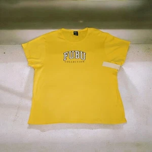 FUBU T-Shirt Top BIG Men's Size 3X Yellow Short Sleeve Pullover Crew Neck Logo - Picture 1 of 8