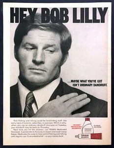 Dallas Cowboys Mr. 1972 Champú Tegrín foto vaquero Bob Lilly de colección anuncio impreso - Imagen 1 de 1