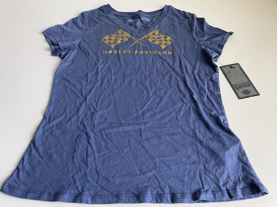 Harley-Davidson Women's Retro Race Flag Short Sleeve V-Neck Tee 99237-19VW