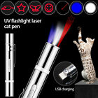 USB Rechargeable Flashlight Red Beam UV Light Cat Laser Pointer Pen Toy Torch