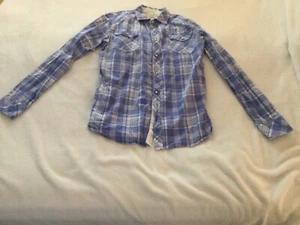 Marc Ecko Cut &Sew Men Button Down Long Sleeve Shirt Plaid Blue Size Medium - Picture 1 of 7