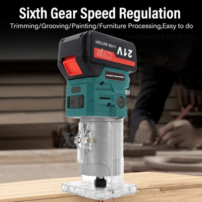 CHENTIANXIA 21V Cordless Wood Trimmer 1/4" Hand Palm Router Laminate Trimmer With 2 Battery