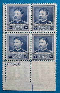 US Stamps Scott 877 5c 1940 Dr Walter Reed plate block M/NH Gorgeous Fresh - Picture 1 of 3