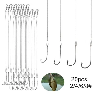 20pcs/pack Anti-bite Steel Fishing Hook Line Rigs Swivel Wire Rope Hook 20-50lb - Picture 1 of 12