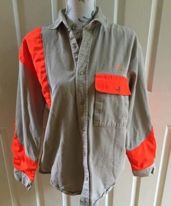 Team Realtree Men's Large Tan With Bright Orange Button Down Shirt 42/44 Chest - Picture 1 of 9