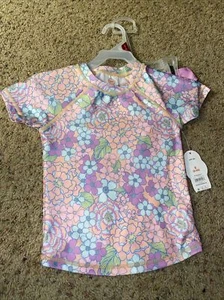 Wonder Nation Girls Violet Bloom Short Sleeve Rashguard Set UPF 50+ Size XS - Picture 1 of 2