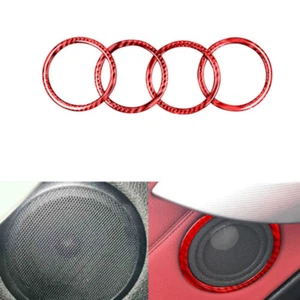 4 x Cubierta circular de altavoz de fibra de carbono roja para BMW Serie 3 F30 2013-2017 - Imagen 1 de 10