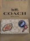 Disney X Coach Accordion Zip Wallet Signature Canvas With Patches C1946 NWT