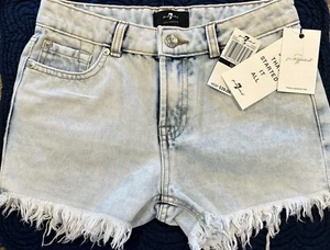 NWT 7 For All Mankind Girl's Classic Powder Denim Jean Shorts Sz 12 - Picture 1 of 4