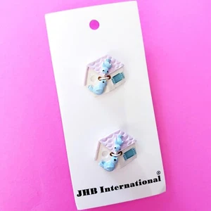 Vintage JHB International Resin Birdhouse With Birds Pink Blue White Buttons 2pk - Picture 1 of 5