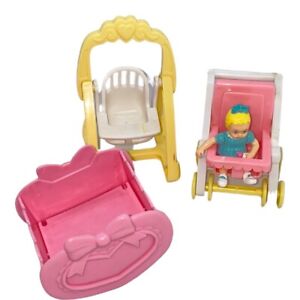 Playskool Dollhouse Furniture Baby, Stroller, Swing, and Cradle 