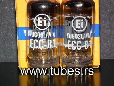 ECC81 12AT7 EI Yugoslavia NOS Par Telefunken Placas Largas Lisa 17mm Foto 1 de 4