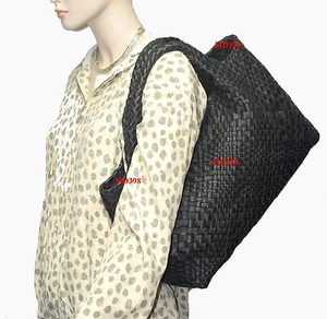 Bolso de Hombro FALOR F7349ROM X Grande Negro Tejido Cuero Falorni Nuevo con Etiquetas - Imagen 1 de 12