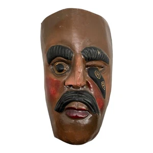 Máscara masculina Estate Guerrero tallada a mano madera pintada arte de pared folclórico de México 10 pulgadas - Imagen 1 de 10