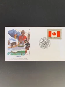 Stamps: UN, FDC 22, Scott 410, Canada, Flag, 1983, NY - Picture 1 of 1