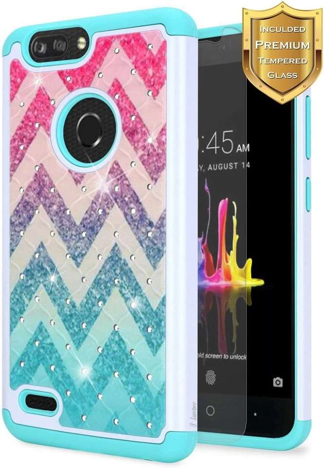 Funda para teléfono ZTE Blade Z Max brillante diamante goma suave cubierta + protector de pantalla Foto 1 de 4