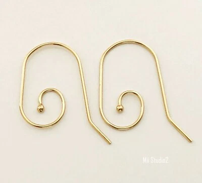 10x 14k yellow gold filled ball swirl hook earring ear wire interchangeable E04g - Image 1 of 2