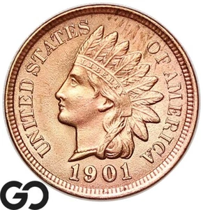 1901 Indian Head Cent Penny, Red, Solid Gem BU++ RD - Picture 1 of 3
