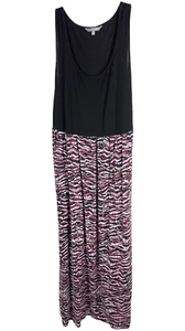 Daisy Fuentes Plus Size 3X Maxi Dress Black Pink Color Block Sleeveless 789 - Picture 1 of 9