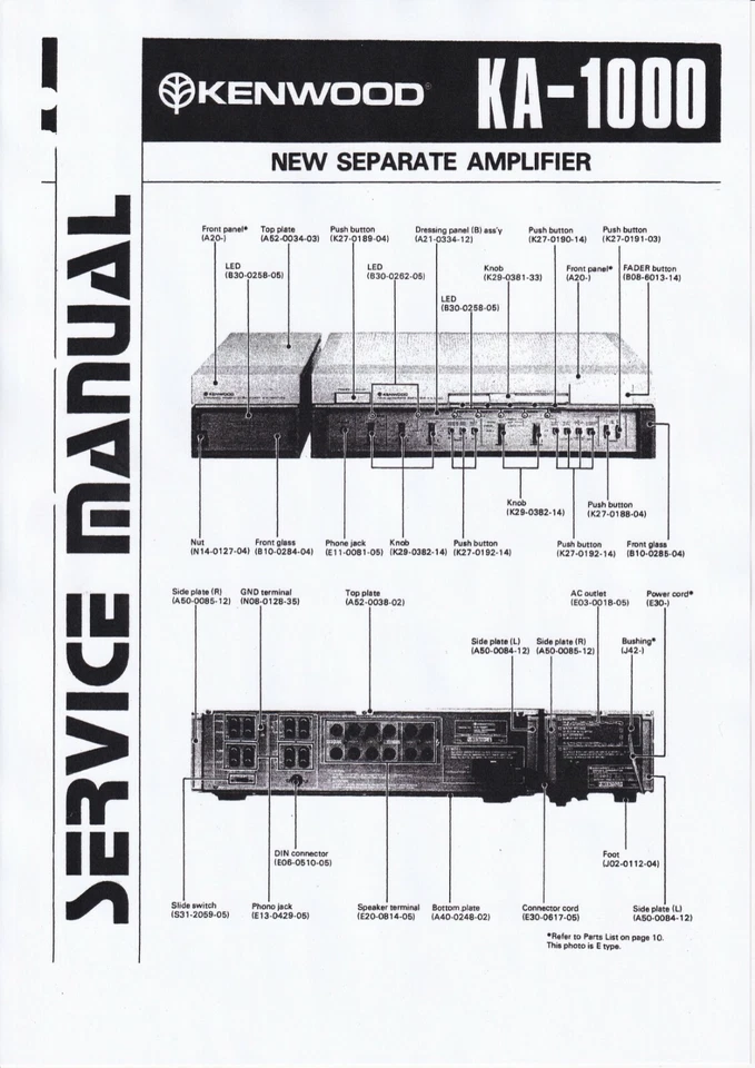 Servizio Manuale di Istruzioni per Kenwood KA-1000 - Immagine 1 di 1