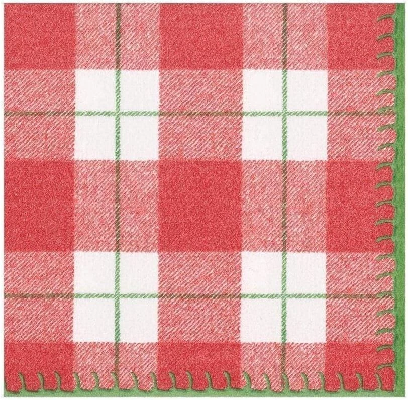 Caspari Paper Linen Luncheon Napkins, Plaid Check Red - 2 Packs (14800LG) - Image 1 of 1