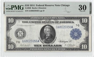USA / Chicago IL. Ma.  $10  Series of 1914 Block 7-G PMG 30 Circulated Banknote - Image 1 of 2