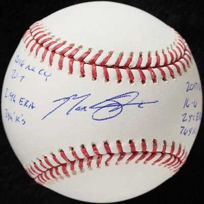 Max Scherzer Signed OML STAT Baseball 8 Inscriptions MLB & Fanatics HOL0 5/31 . - Image 1 of 4