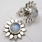 925 Sterling Silver Rainbow Moonstone Flower Studs Posts New Earrings 5/8"