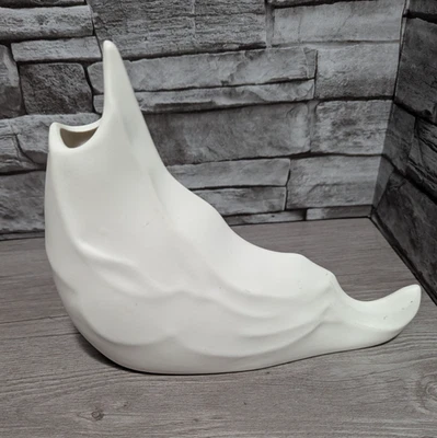 Jarrón de cerámica blanco boho nórdico moderno de 8"x9" arte cerámica escultura abstracta decoración Foto 1 de 4