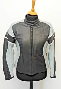 RICHA Women's Size UK 16 Black Grey Leather Impact Protection Motorcycle Jacket - Picture 1 of 10