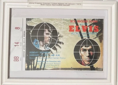 Elvis Presley Concert Ticket Hawaii (January 14, 1973) (with Frame) (Reprint) - Image 1 of 2