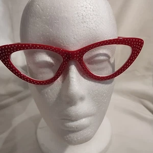 Katzenbrille Zenni rot mit Nieten und Etui - Bild 1 von 5