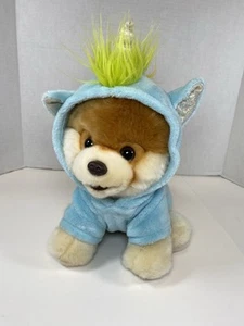 GUND Boo World's Cutest Dog Plush 9” Pomeranian in Blue Unicorn Hoodie - Picture 1 of 9
