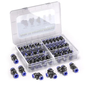 Bwintech 46 Stück 6 mm Pneumatik Quick Push in Connect Luftschlauchverschraubung Verbinder - Bild 1 von 7