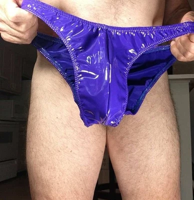 Men Custom Designs PVC Brief Purple Shiny Handmade USA s m l or xl unlined sexy - Image 1 of 3