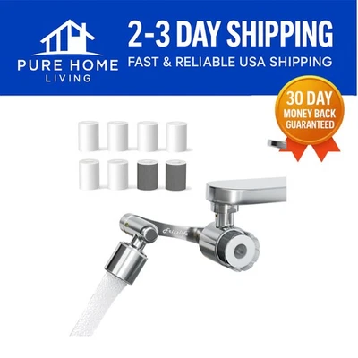 Splash-Proof Water Filter for Sink – 99% Lead & Chlorine Reduction, 1080° Rotate - Image 1 of 4