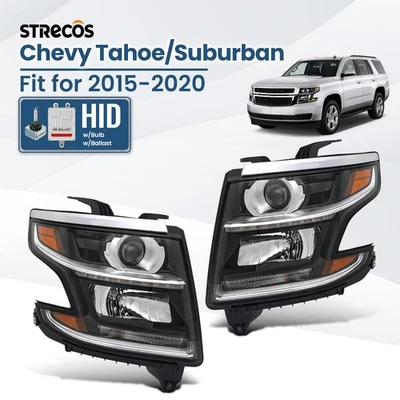 Pair HID Headlight For 2015-2020 Chevy Tahoe/Suburban w/ Bulb&Ballast Left+Right Foto 1 de 4