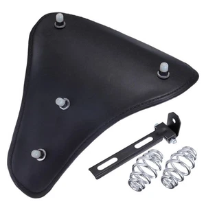 Seat with Silver Spring Holders Black Universal Motorcycle Good For Harley - Picture 1 of 5