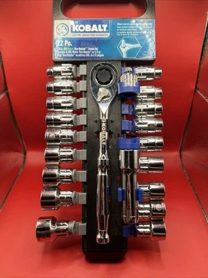 Kobalt 22 Piece Double Drive Handle 3/8" Ratchet Socket Tool Set BRAND NEW - Image 1 of 4