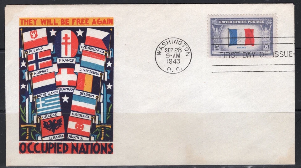 1943 Staehle First Day Cover, Overrun Countries, France - Image 1 of 1